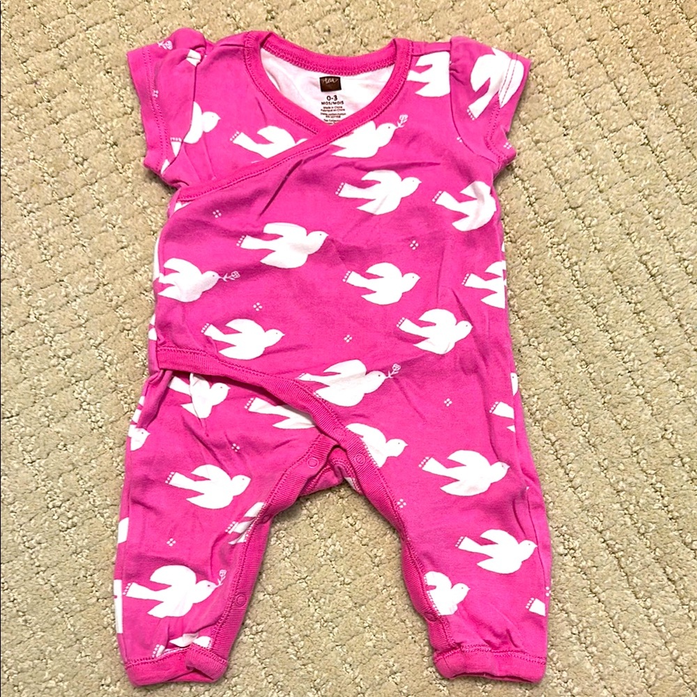 Tea Collection Pink Bird Print One Piece
